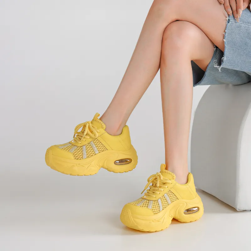 BOERDIQI Breathable Lightweight Height Increasing Low Top Chunky Sneakers Women's-15