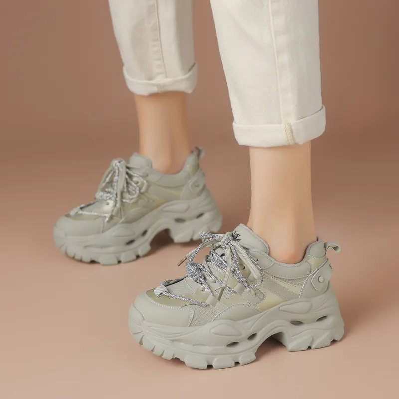 BOERDIQI Warm Height Increasing Lightweight Breathable Low Top Chunky Sneakers Women's-11