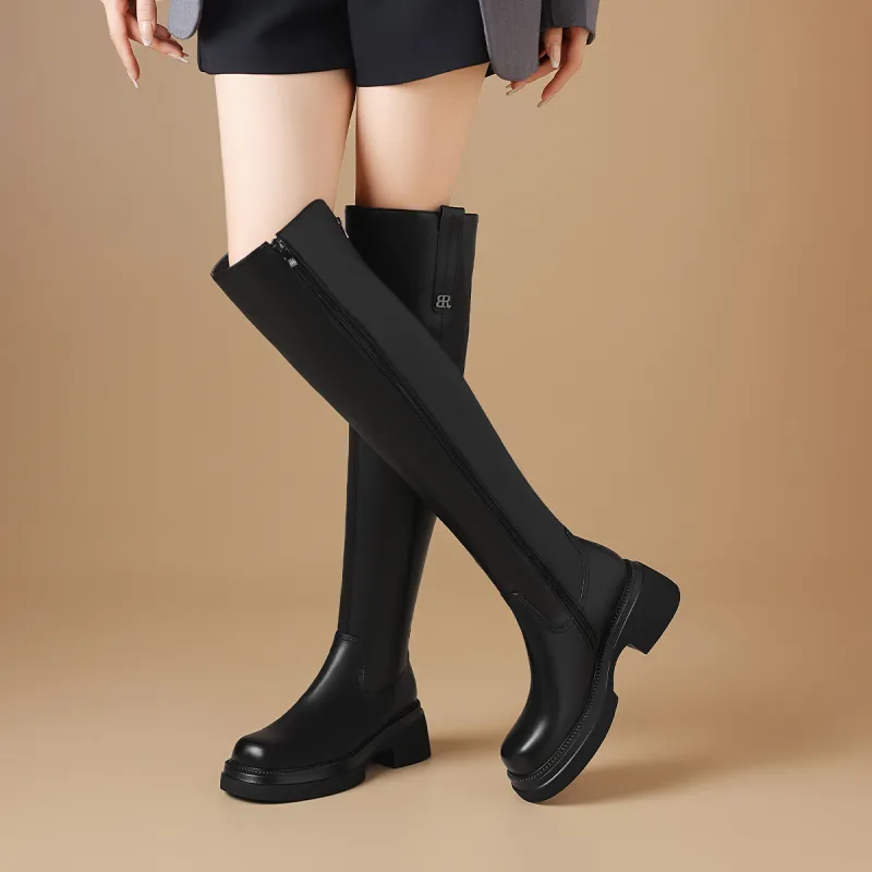 BOERDIQI Cavalier Boots Over the knee Boots 5.5cm Women's Black-5