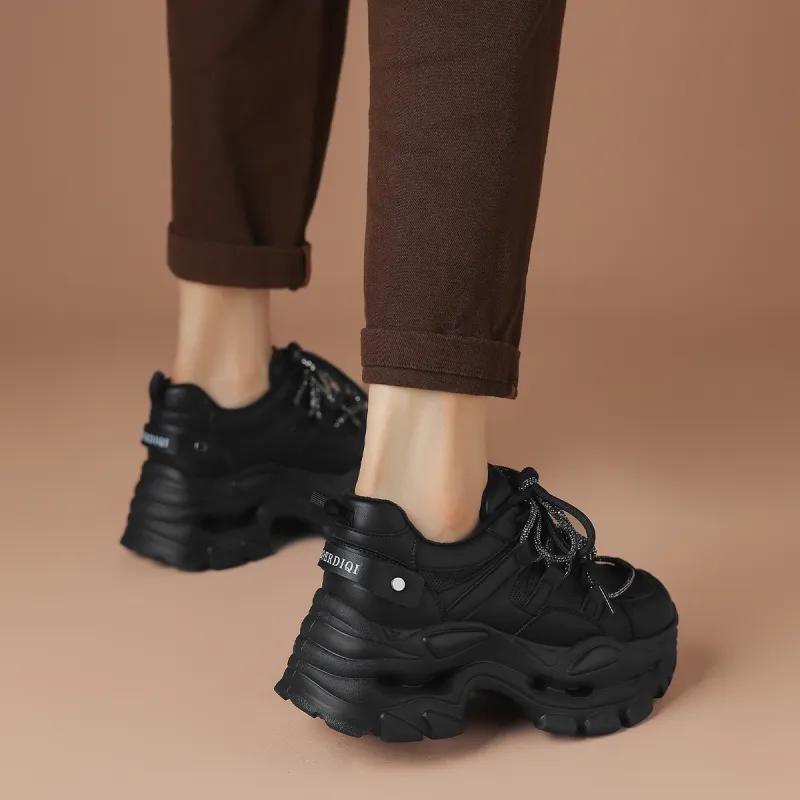 BOERDIQI Warm Height Increasing Lightweight Breathable Low Top Chunky Sneakers Women's-7