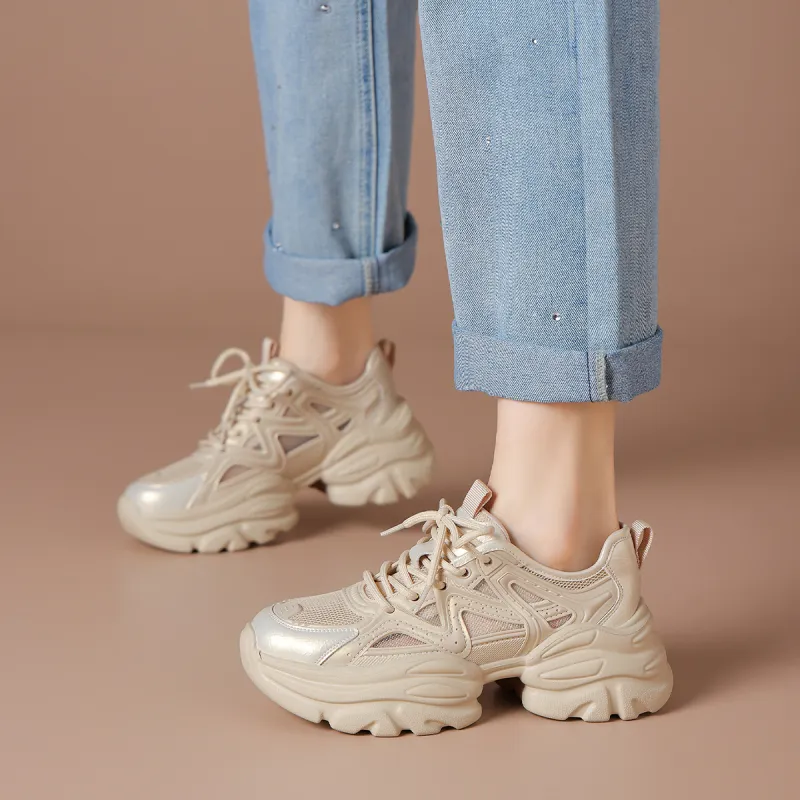 BOERDIQI Breathable Height Increase Low Top Chunky Sneakers Women's-7