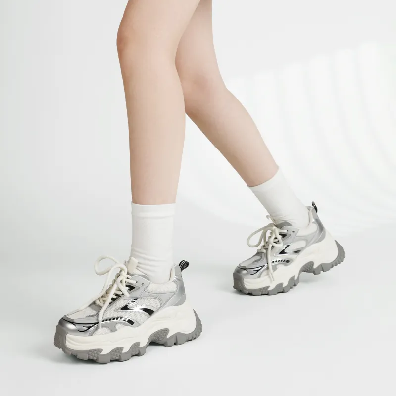 BOERDIQI Height Increasing Wear-Resistant Low-Top Chunky Sneakers-2