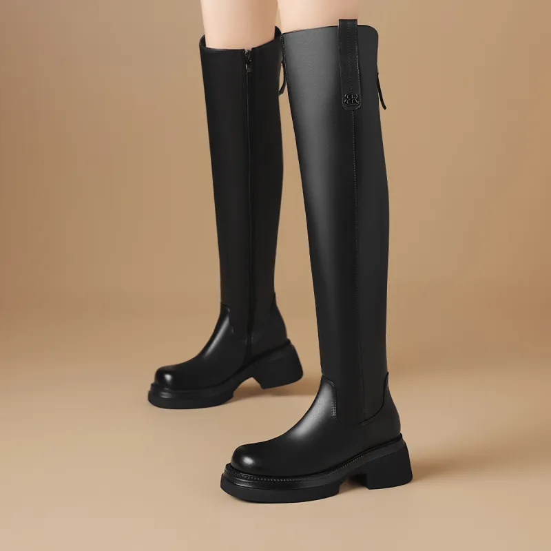 BOERDIQI Cavalier Boots Over the knee Boots 5.5cm Women's Black-4