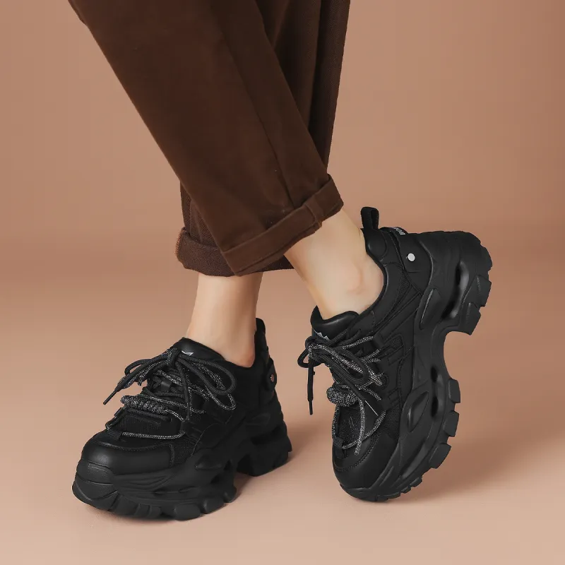 BOERDIQI Warm Height Increasing Lightweight Breathable Low Top Chunky Sneakers Women's-4