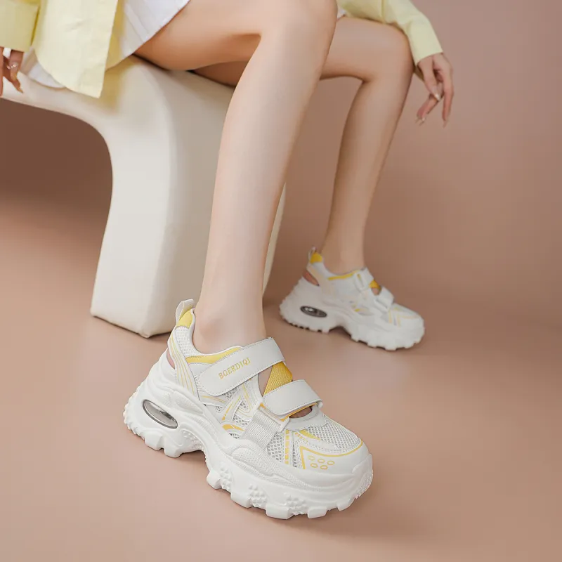 BOERDIQI Breathable Lightweight Height Increasing Low Top Chunky Sneakers Women's-11