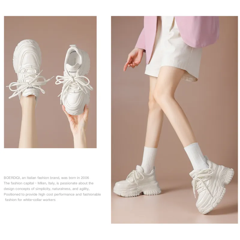 BOERDIQI Breathable Support Height Increasing Low Top Chunky Sneakers Women's-8