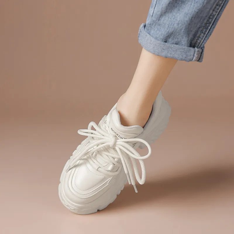 BOERDIQI Breathable Support Height Increasing Low Top Chunky Sneakers Women's-5