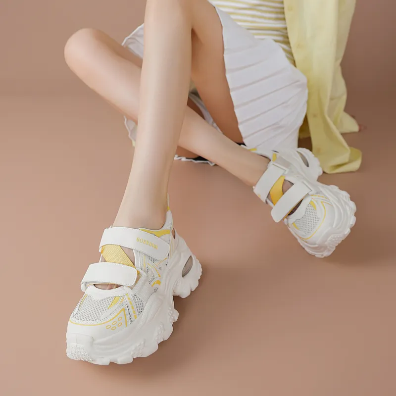 BOERDIQI Breathable Lightweight Height Increasing Low Top Chunky Sneakers Women's-9