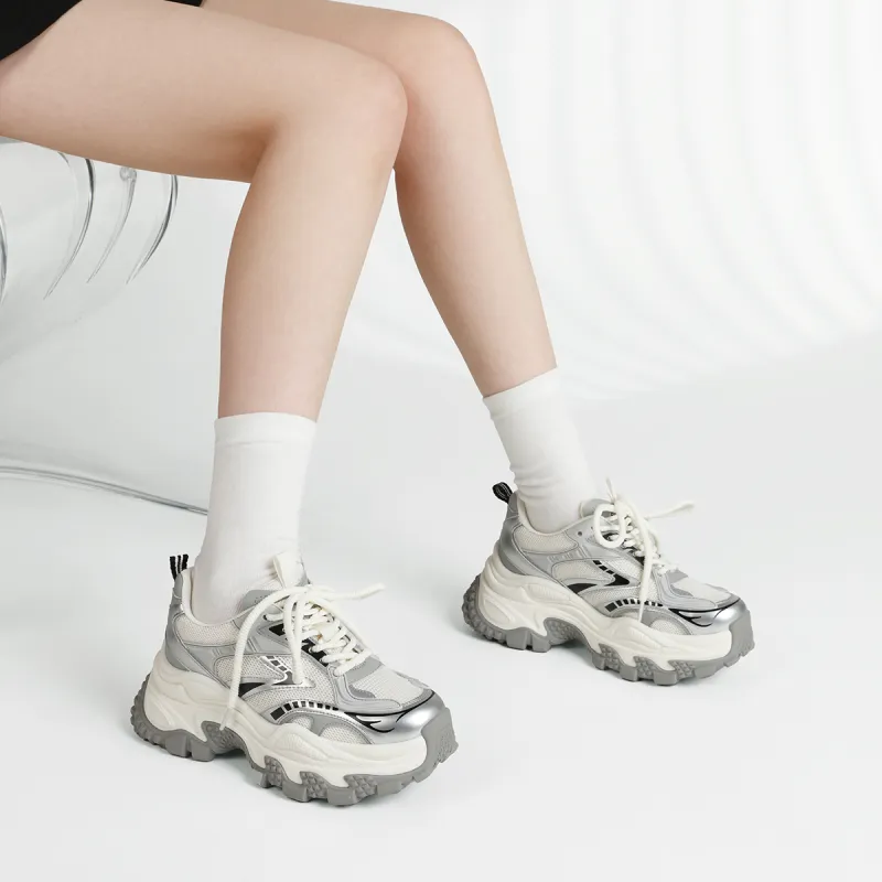 BOERDIQI Height Increasing Wear-Resistant Low-Top Chunky Sneakers-3