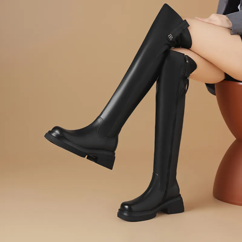 BOERDIQI Cavalier Boots Over the knee Boots 5.5cm Women's Black-1