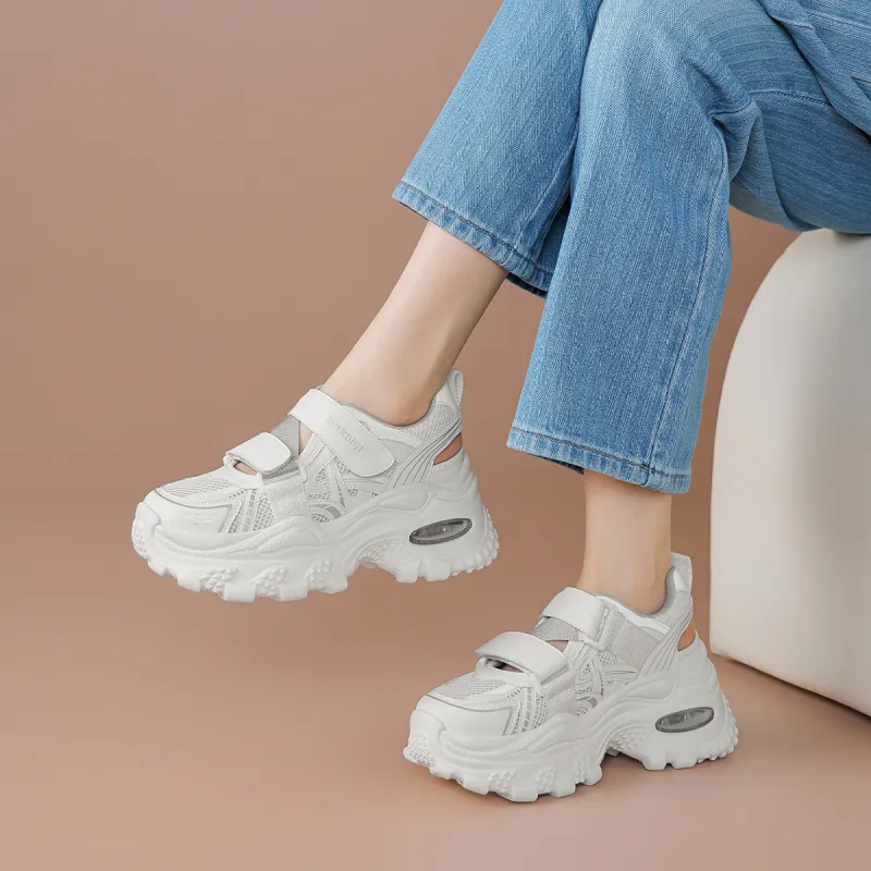 BOERDIQI Breathable Lightweight Height Increasing Low Top Chunky Sneakers Women's-1