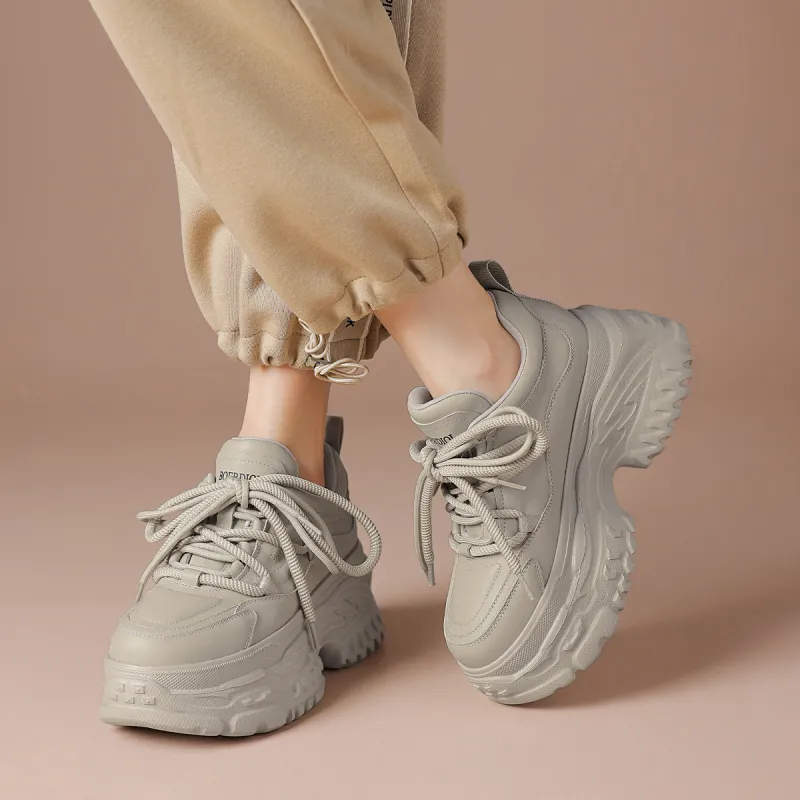 BOERDIQI Breathable Support Height Increasing Low Top Chunky Sneakers Women's-13