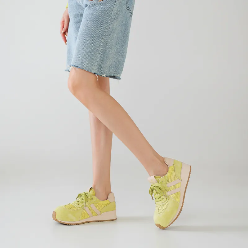 BOERDIQI German Army Trainers Breathable Lightweight Height Increasing Low Top Casual Shoes Women's-4