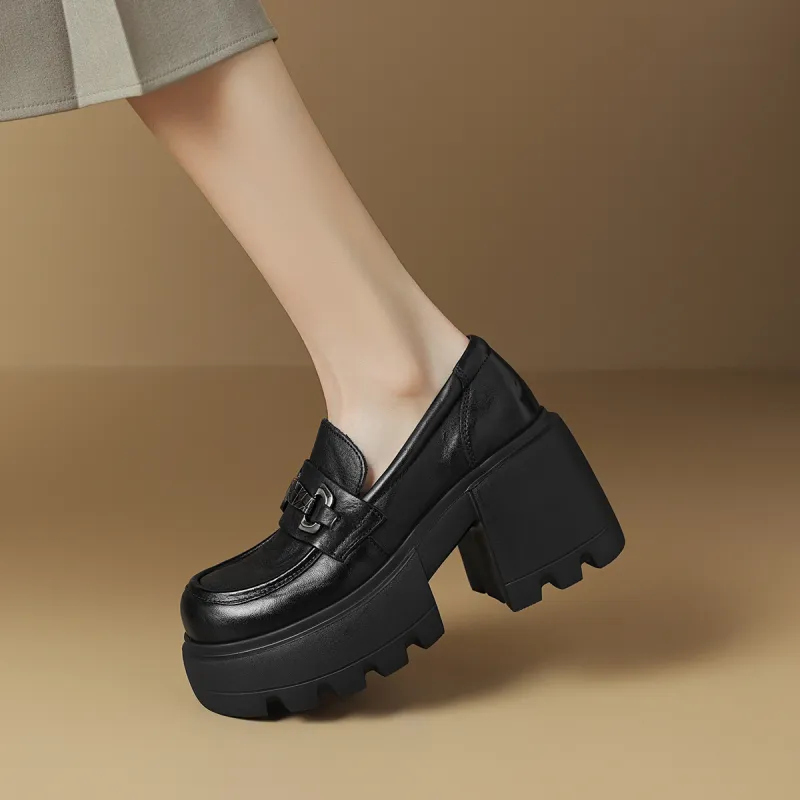 BOERDIQI Chunky Heel High Heels Women's Black-6