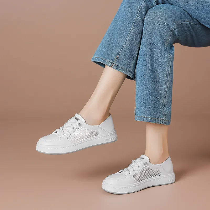 BOERDIQI Abrasion Resistant, Breathable, Lightweight Low Top Skateboard Shoes Women's White-1