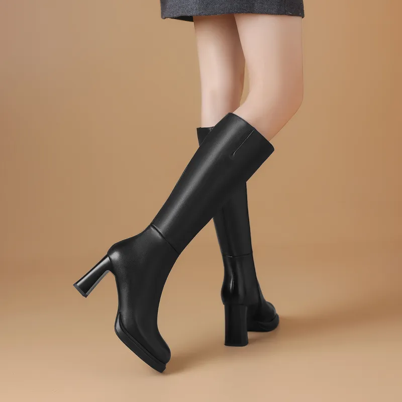 BOERDIQI Knee high Boots 8.3cm Women's Black-6