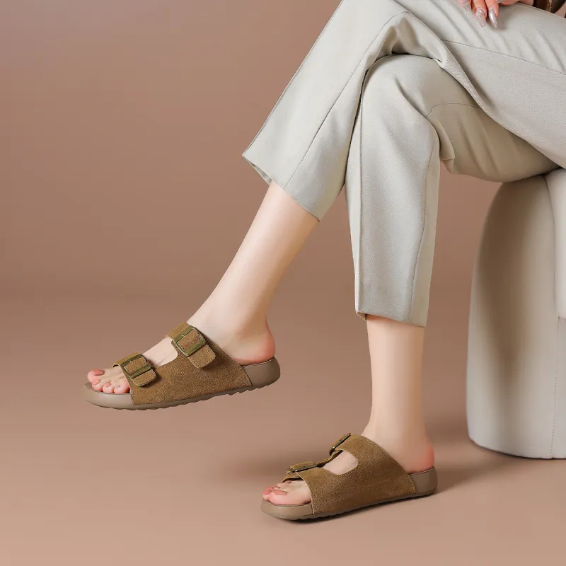 BOERDIQI PU Polyurethane Rubber Sole Abrasion Resistant Slide Slippers Women's-1