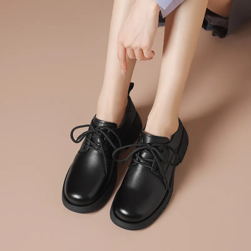 BOERDIQI Derby Shoes Casual Single Shoes 3.5cm Women's-4