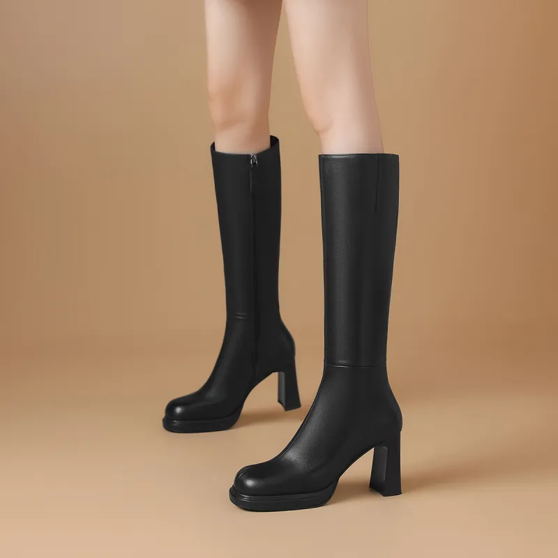 BOERDIQI Knee high Boots 8.3cm Women's Black-1