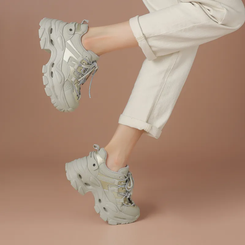 BOERDIQI Warm Height Increasing Lightweight Breathable Low Top Chunky Sneakers Women's-17