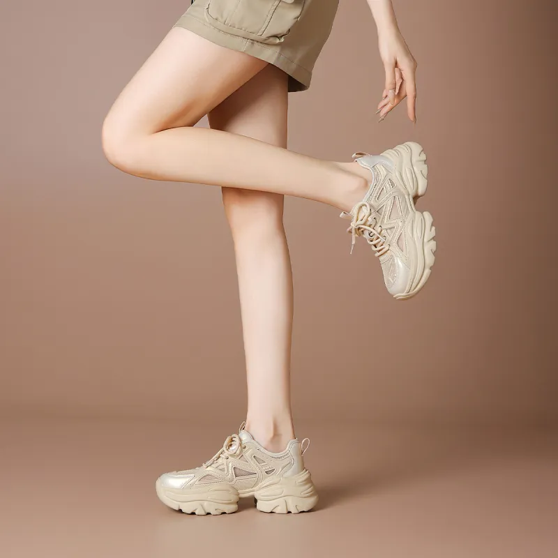 BOERDIQI Breathable Height Increase Low Top Chunky Sneakers Women's-8