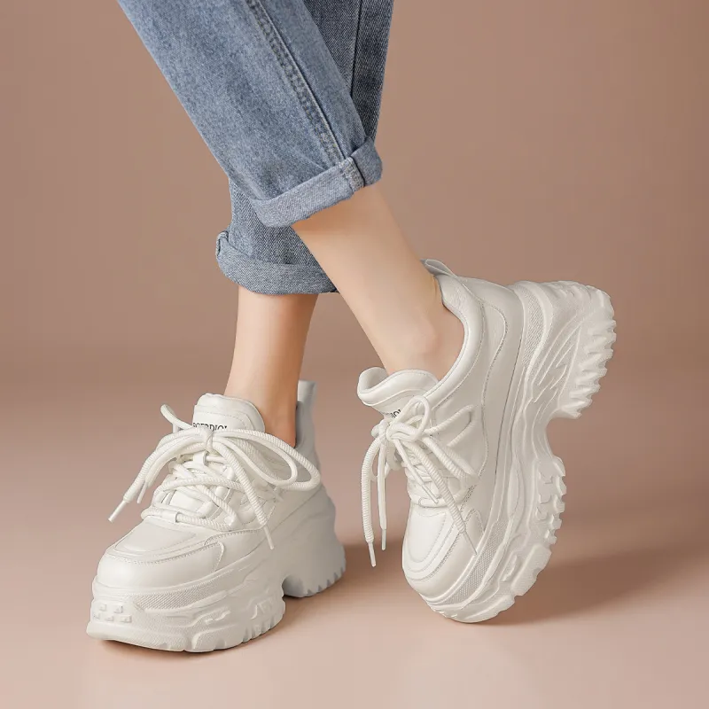 BOERDIQI Breathable Support Height Increasing Low Top Chunky Sneakers Women's-4