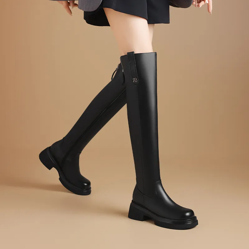 BOERDIQI Cavalier Boots Over the knee Boots 5.5cm Women's Black-3