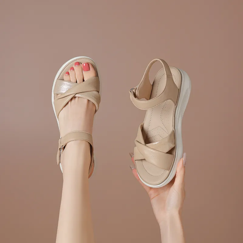 BOERDIQI Beach Sandals Women's Apricot/Ecru-6