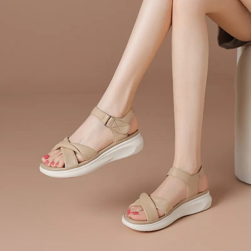 BOERDIQI Beach Sandals Women's Apricot/Ecru-1