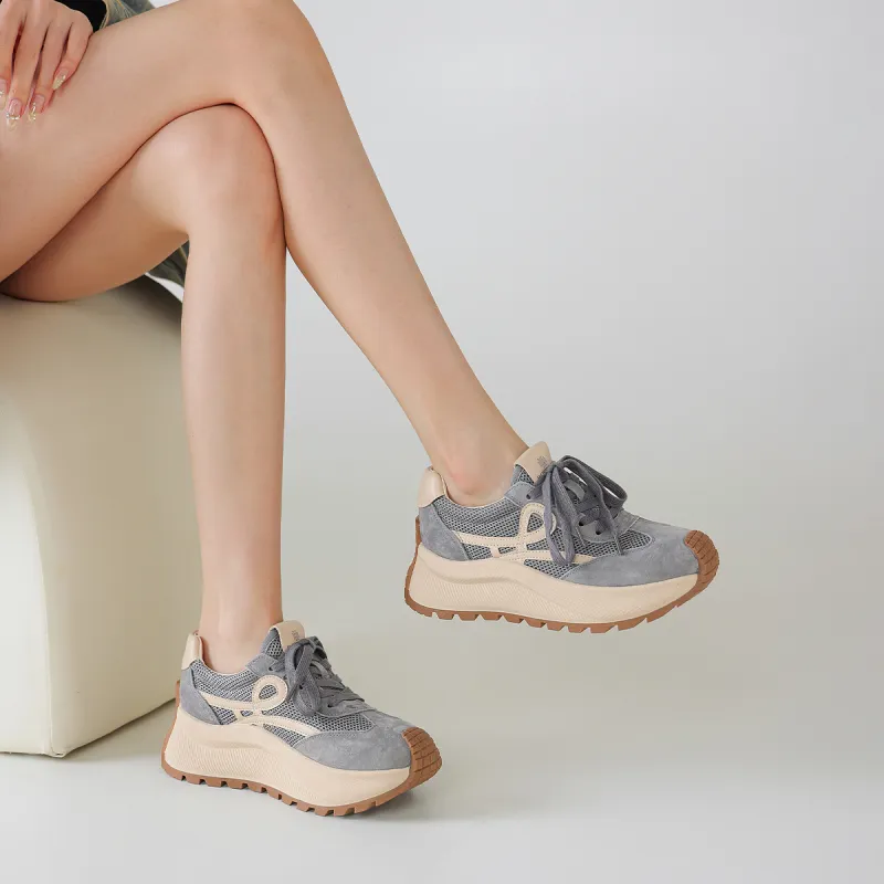 BOERDIQI German Army Trainers Breathable Lightweight Height Increasing Low Top Casual Shoes Women's-8