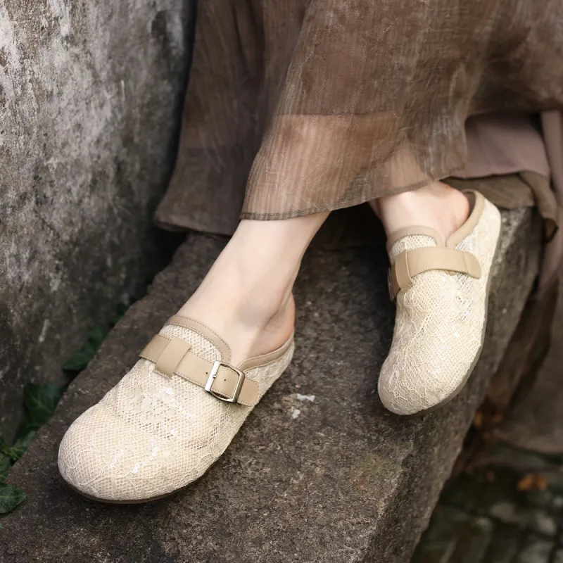 BOERDIQI Rubber Sole Cut Out Abrasion Resistant Closed Toe Slippers Women's Apricot-5