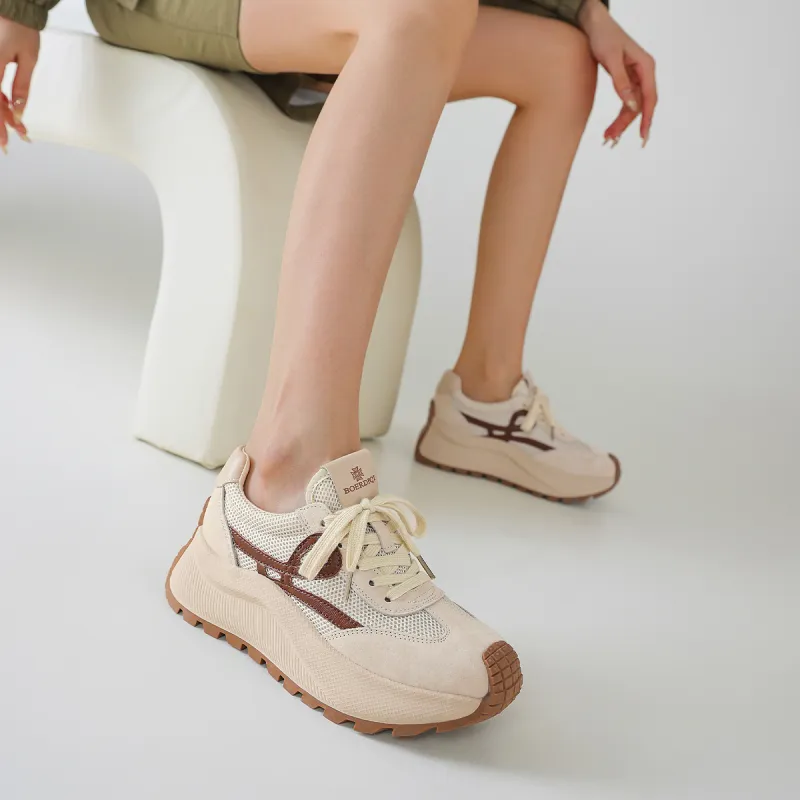 BOERDIQI German Army Trainers Breathable Lightweight Height Increasing Low Top Casual Shoes Women's-4