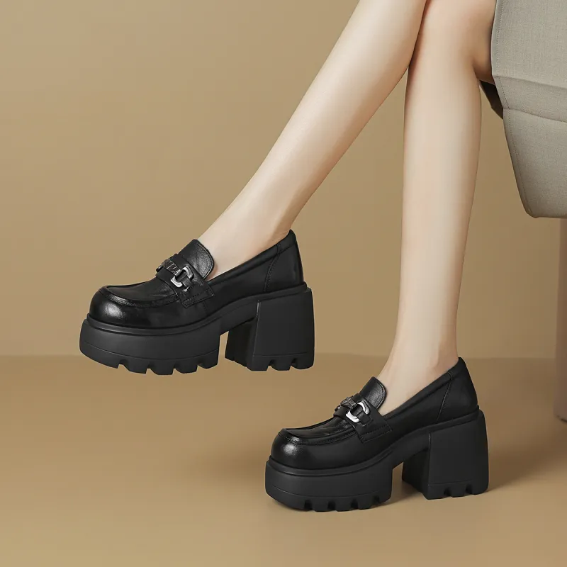 BOERDIQI Chunky Heel High Heels Women's Black-2