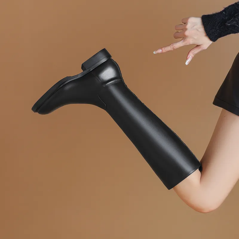 BOERDIQI Cavalier Boots Knee high Boots 3.1cm Women's Black-7