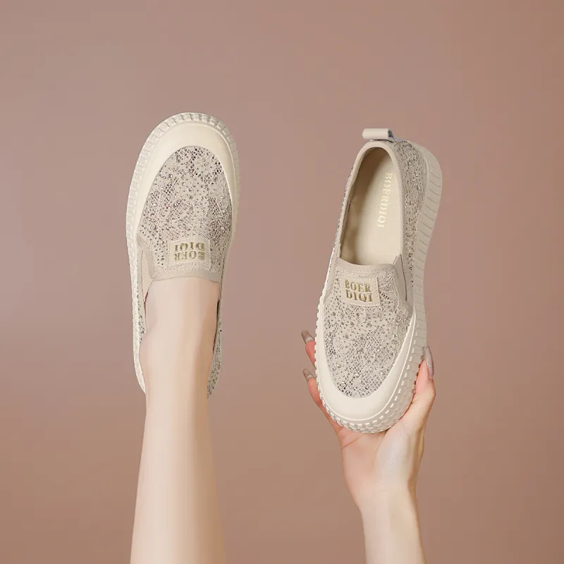BOERDIQI Breathable And Lightweight Casual Shoes Women's Apricot-5