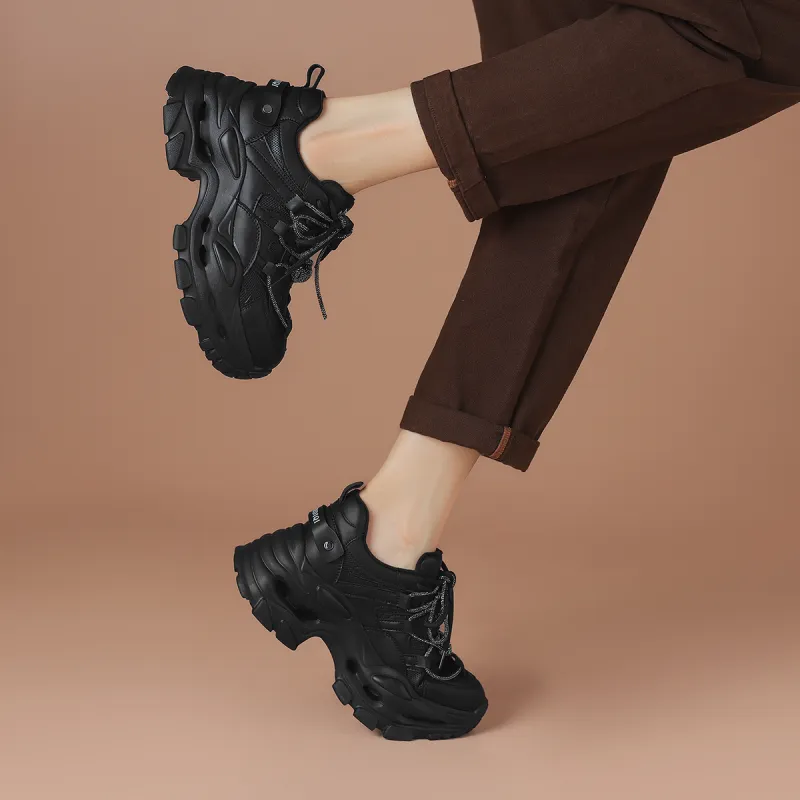 BOERDIQI Warm Height Increasing Lightweight Breathable Low Top Chunky Sneakers Women's-8