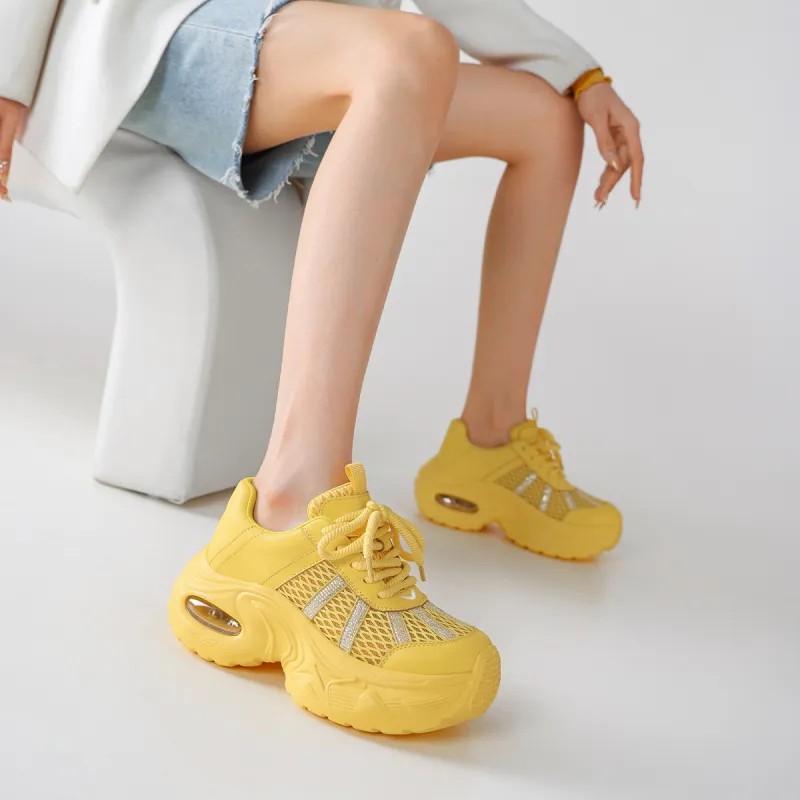 BOERDIQI Breathable Lightweight Height Increasing Low Top Chunky Sneakers Women's-18