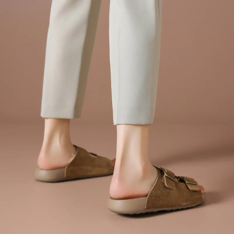 BOERDIQI PU Polyurethane Rubber Sole Abrasion Resistant Slide Slippers Women's-5