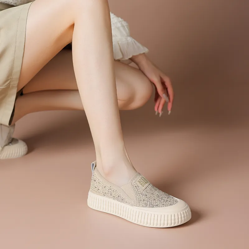 BOERDIQI Breathable And Lightweight Casual Shoes Women's Apricot-6