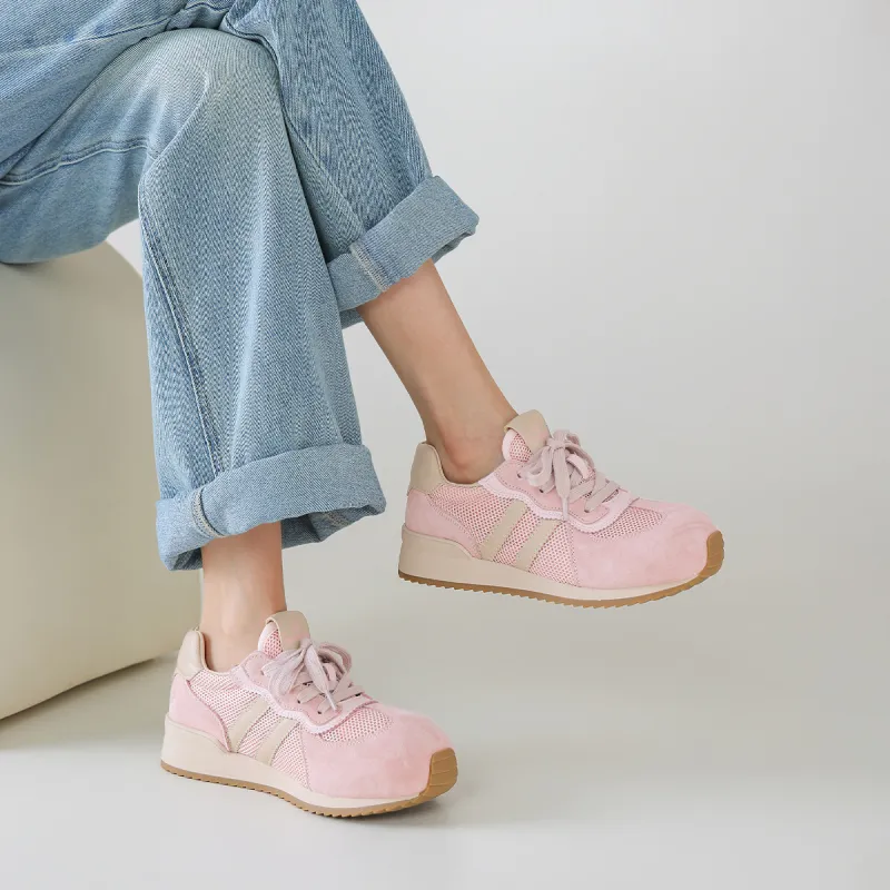 BOERDIQI German Army Trainers Breathable Lightweight Height Increasing Low Top Casual Shoes Women's-7