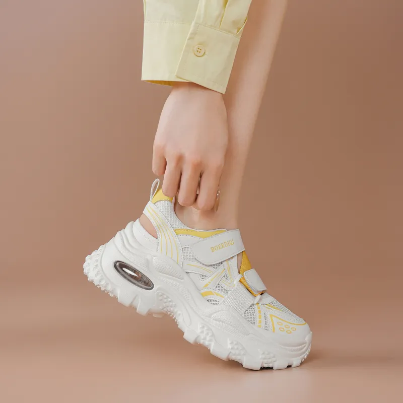 BOERDIQI Breathable Lightweight Height Increasing Low Top Chunky Sneakers Women's-13