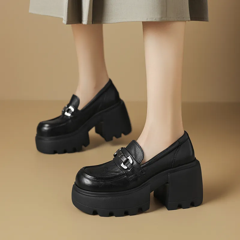 BOERDIQI Chunky Heel High Heels Women's Black-1
