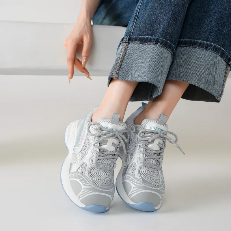BOERDIQI Breathable Lightweight Height Increasing Low Top Chunky Sneakers Women's-9