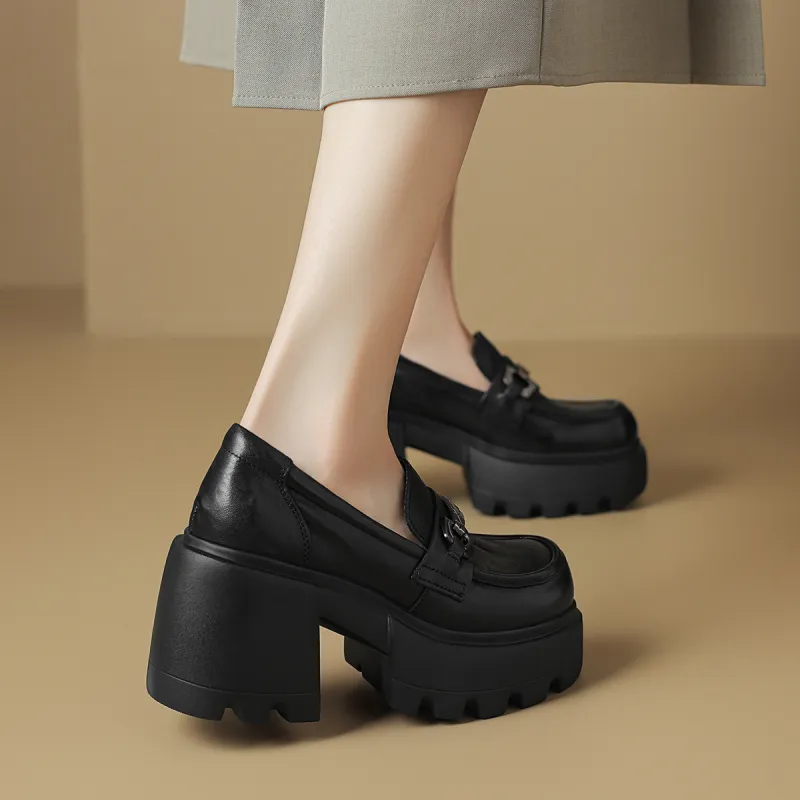 BOERDIQI Chunky Heel High Heels Women's Black-7