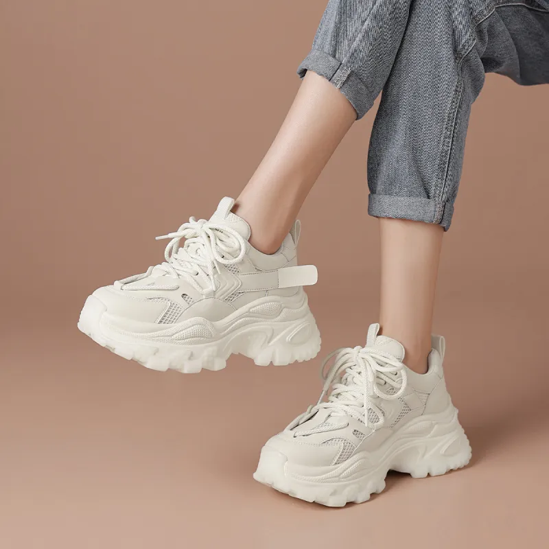 BOERDIQI Wear-Resistant Height Increasing Low-Top Chunky Sneakers Women's-2