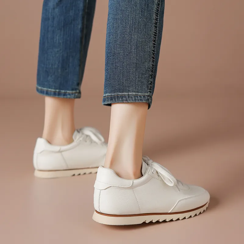 BOERDIQI German Army Trainers Low Top Casual Shoes Women's White-4