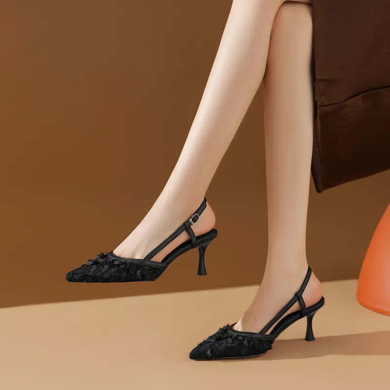 BOERDIQI Flared Heel High Heels 7.5cm Women's-8