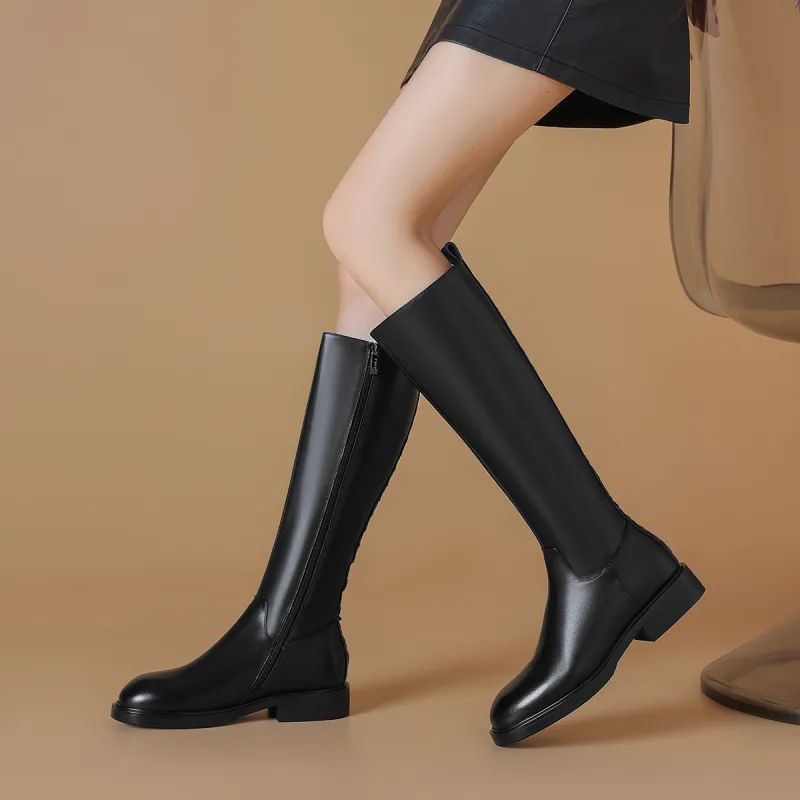 BOERDIQI Cavalier Boots Knee high Boots 3.1cm Women's Black-6