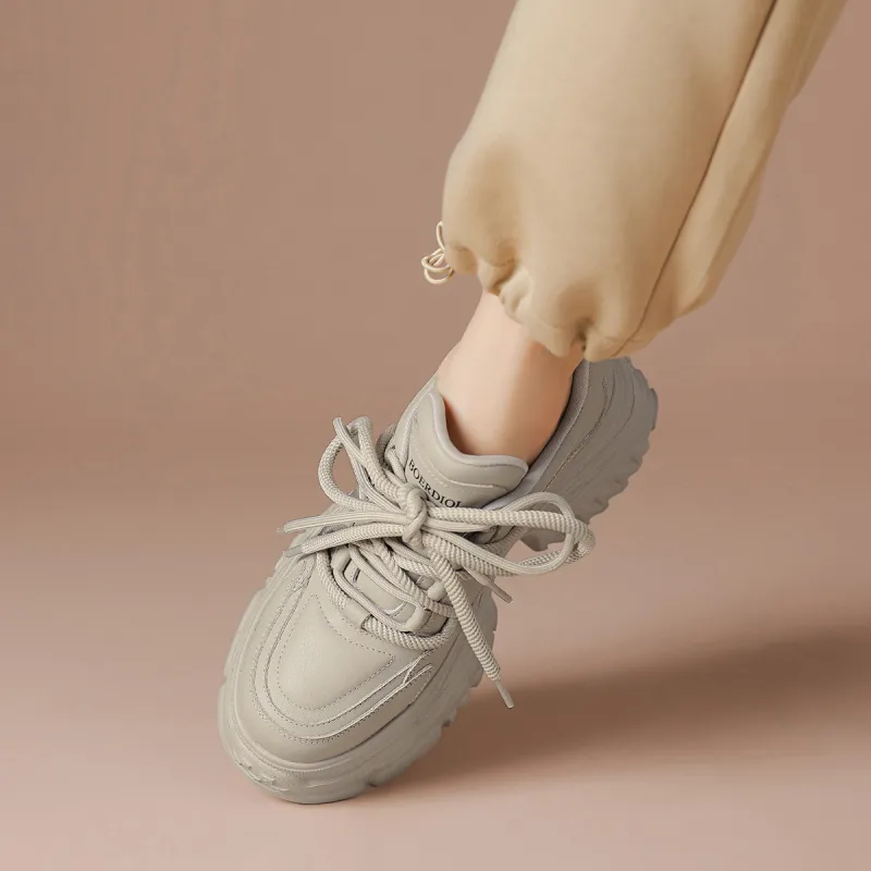 BOERDIQI Breathable Support Height Increasing Low Top Chunky Sneakers Women's-14
