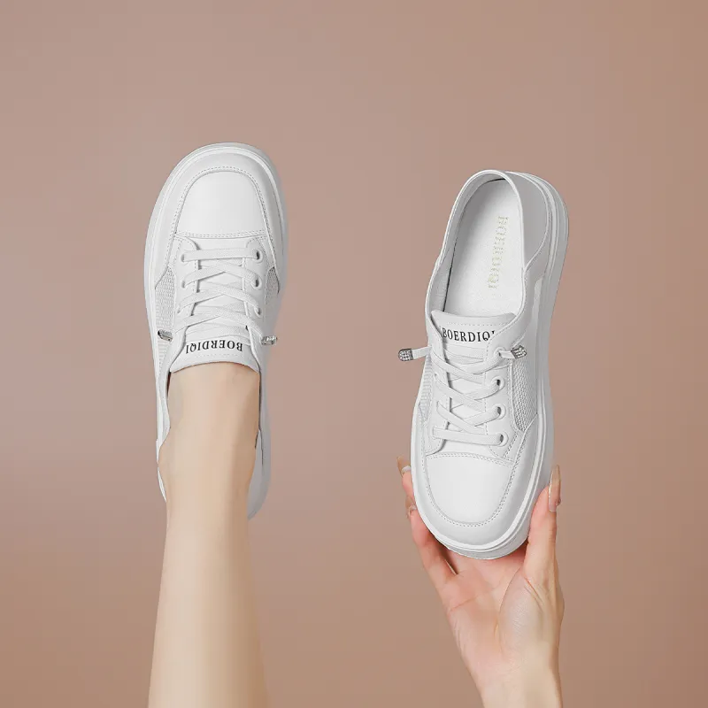 BOERDIQI Abrasion Resistant, Breathable, Lightweight Low Top Skateboard Shoes Women's White-6